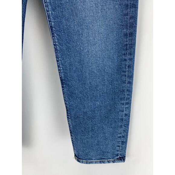 Express Super High Rise Mom Jeans Womens Size 2 Medium Wash Denim FLAWED Cropped - Picture 4 of 12